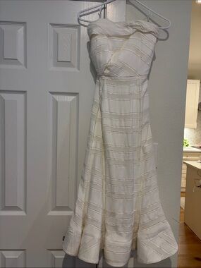 C/MEO Collective Strapless Cream Textured A-Line Dress
